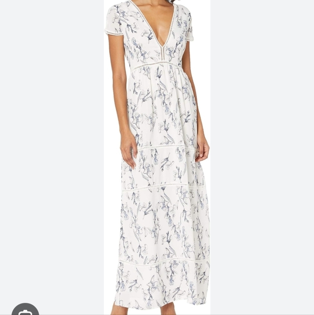 Lucca Couture Women's Ladder Trim Tiered Printed Maxi Dress Size Large